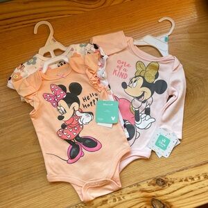 Disney Minnie Mouse Pink Baby Onesies Bundle